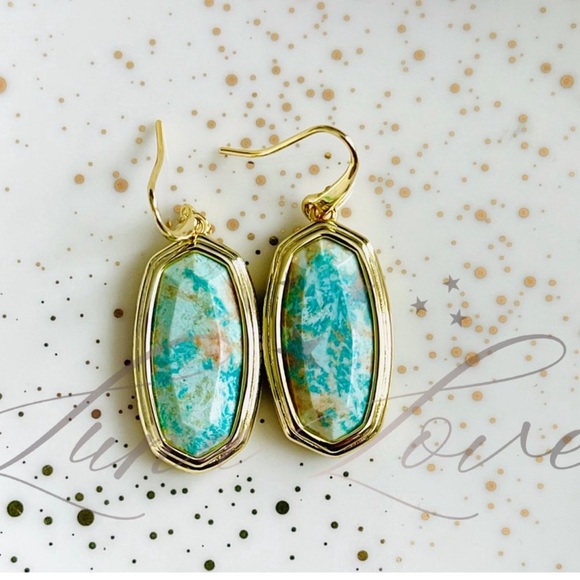 Kendra Scott Jewelry - ✨LIKE NEW ✨KENDRA SCOTT Framed Dani Gold Drop Earrings Sea Green Chrysocolla
